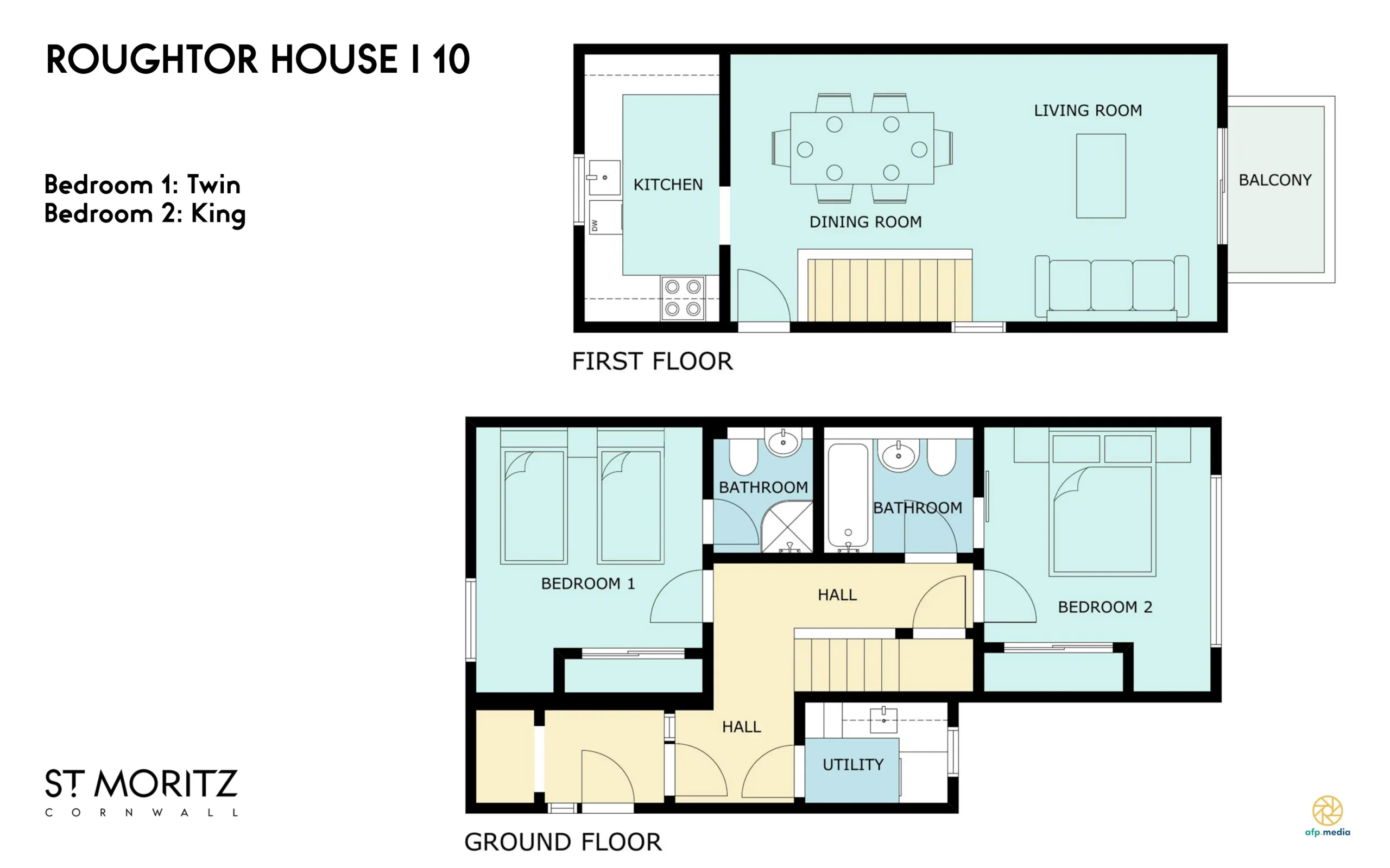Floorplan of Villa 10. Floorplan of First floor. Floor plan of ground floor.